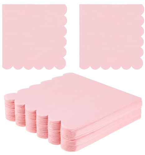 ZEYIYER 50 Stück Rosa Servietten 3-lagig, 25 * 25 cm Einweg Gefaltete Cocktailservietten, Gewellte Partyservietten für Abendessen Hochzeit Geburtstag Dessert
