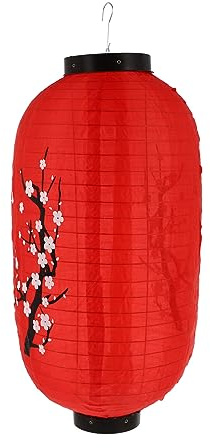 Linterna Colgante Japonesa Flor de Ciruelo Roja de Seda E Hierro