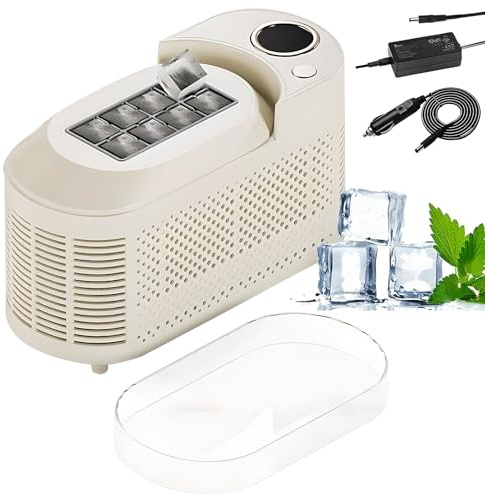 Macchina Per Produttore Di Ghiaccio Controsoffitto Portatile, Mini Produttore Di Ghiaccio Compatto Con Due Modalità Di Ricarica, 8 Cubi In 10 Minuti, Per Ufficio, Casa, Campeggio, Camper white