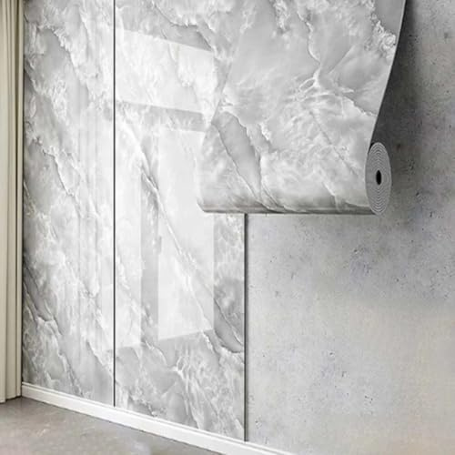 Selbstklebend Marmor Abnehmbare Fliesen Folie Wandpaneele Wasserdicht für Wohnzimmer Schlafzimmer Sofa Hintergrund Wanddekoration(Light gray,0.6 * 3m/3 roll)