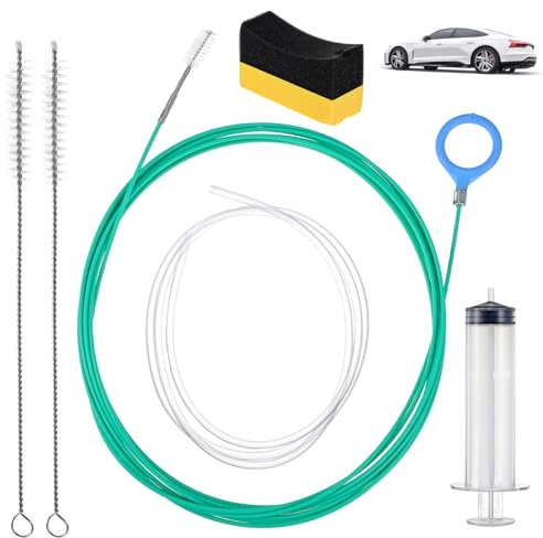 Yolev 6pcs Sunroof Drain Cleaning Tool,120 Inch Extra Long Pipe Cleaners Drain Brush Pipe Cleanings With Straight Brush,Syringe Hose,Sponge Sun Roof Drains Cleaning Tool For Auto Car Sunroof Wiper