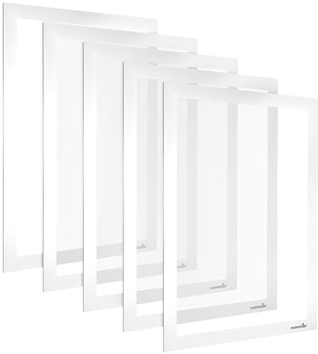 POPPSTAR Magnetrahmen A4 selbstklebend mit Magnetverschluss, weiß, 5 Stück