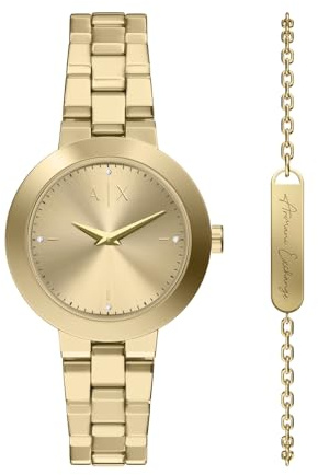 Armani Exchange Watch for Women, Quarz Zweizeiger Uhrwerk und 36mm Gehäusegröße mit Edelstahl- oder Lederarmband