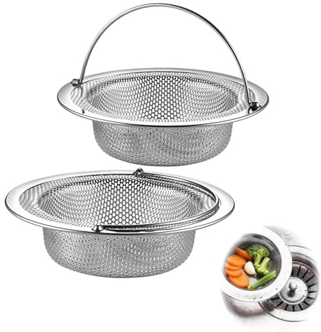 Sieb Für Spülbecken,2 Stück Abflusssieb,Sieb für Spülbecken Mit Griff,Abflusssieb Edelstahl Rostfrei,Sink Strainer,Waschbecken Sieb,Abflusssieb Küchenspüle,Abfluss Spüle für Dusche,Badewanne,Küche.