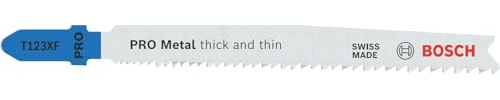 Bosch Professional 25x Hojas de sierra de calar T 123 XF Progressor for Metal (para Láminas de acero, accesorios Sierra de calar)