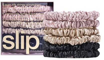 Slip Silk Hair Ties, Multi Skinny Scrunchies, Set of 6 | Anti-Damage