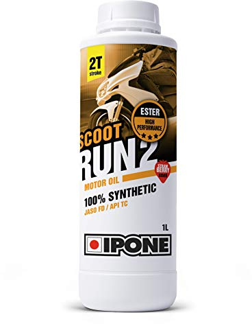 IPONE - Aceite Scooter 2 Tiempos Scoot Run 2 Fresa- 100% Sintético - Fórmula Anti-Humo - 1 Litro