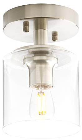 Yosoan klar Glas Vintage Look Deckenleuchte Pendelleuchte Hängeleuchte Vintage Industrie Loft-Pendelleuchte Hängelampen Hängeleuchte (Gebürsteter Edelstahl Farbe)