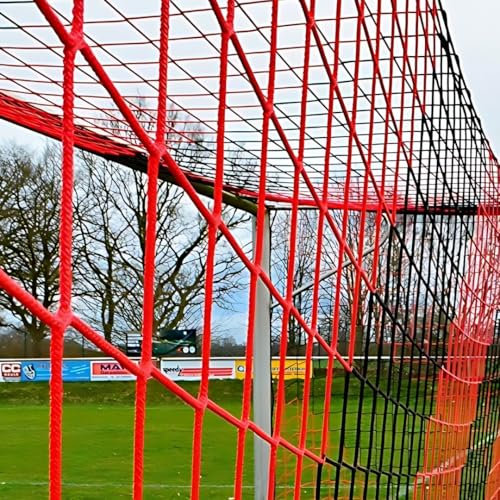 Fußball Jugend Tornetz Fußballtornetz 5,15 m x 2,05 m Tiefe Oben 1,00 m/unten 1,00 m Fußballnetz PP 4 mm Farbe Schwarz/Rot Knotenlos