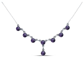 mantraroma Kette 925 Silber Edelstein Collier Silber Damen Sterling Silber Halskette Geschenk (MCO-006)