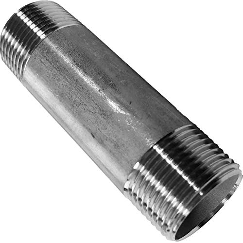 Rohr Lang Doppel Nippel aus V4A Edelstahl 3/4 Zoll Außengewinde AG x AG Gesamtlänge 100mm Gewinde Fitting Trinkwasser Verschraubung Verbindung Verlängerung Stück VA INOX