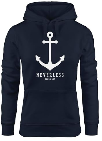 Neverless® Hoodie Damen Anker Nautical Sailor Segeln Kapuzen-Pullover für Frauen