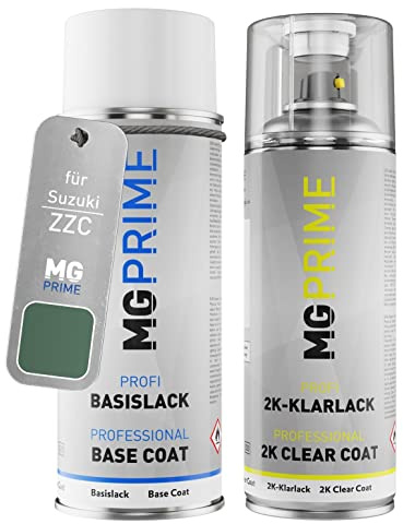 MG PRIME Autolack Set Spraydose für Suzuki ZZC Jungle Green + 2K-Klarlack | Set aus Basislack + 2K Klarlack, Sprühdosen 400ml