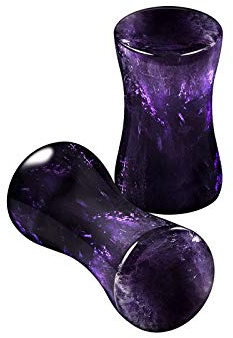 KJM FASHION 2 Stk 5mm 4g Double Flared Amethyst Flesh Earplugs Ohr Plug Stecker Ring Expander Stab Piercing Schmuck 5249