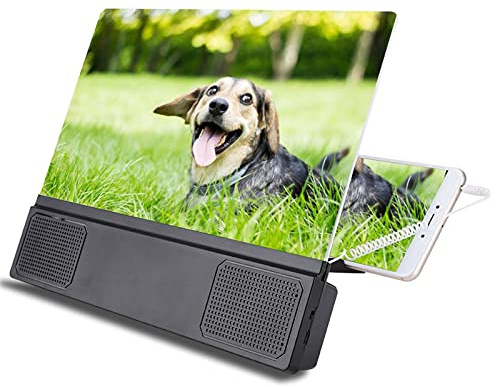 Amplificatore dello Schermo del Telefono da 12 Pollici con Altoparlante, Supporto per Amplificatore per Film Portatile per Smartphone con Altoparlante, Nero
