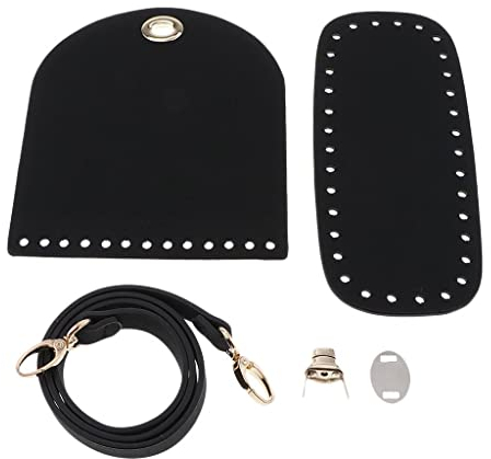 Baoblaze Taschenboden zum Häkeln, Häkeltaschen Taschenabdeckungen, PU Ledertasche Strickset Taschenboden, Taschenzubehör zum Nähen mit Tasche Twist Lock Taschenriemen für Tasche Herstellung, Schwarz