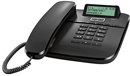 Gigaset DA611 - Schnurgebundenes Telefon mit Freisprechfunktion - Telefonbuch mit VIP-Kennzeichnung - Kurzwahl-Einträge - Anrufanzeige (CLIP) - Anrufliste - Tastensperre, schwarz