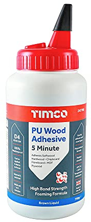 TIMCO 247708 Colle à bois PU liquide Marron 5 minutes 750 g Adhésif et mastic