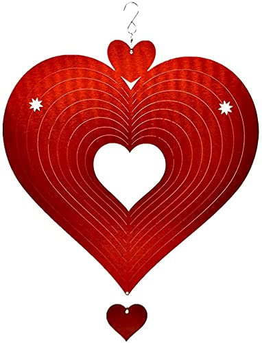 LIOYUHGTFY Moulin à Vent Spinner à Vent Ornement Pendentif Suspendu en Forme de Coeur d'amour Rouge Doux carillons éoliens cinétique Spinner 913