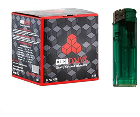 Carbón para Cachimba COCODALYA 1 KG + Encendedor