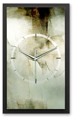 Kreative Feder 3D Designer-Wanduhr Abstrakt Grün in modernem Metallic-Look 50x30cm rechteckig analog lautlos ohne Ticken (Abstrakt Grün, leises Funkuhrwerk)