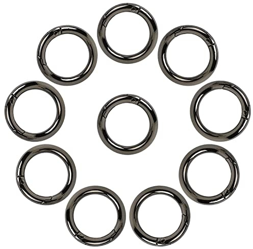 THETAG Runde Karabiner - 10 Stück 25mm Zinklegierung Ring für den Alltag am Rucksack oder Schlüsselbund, DIY Handwerk (Schwarz)