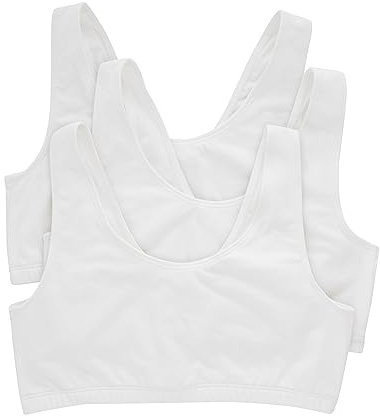 Hanes Pack, Cotton Scoopneck Bralette, Low-Impact Sports Bra, 3-Pack Soutien-Gorge, Opaque, Blanc-Lot de 3, Femme