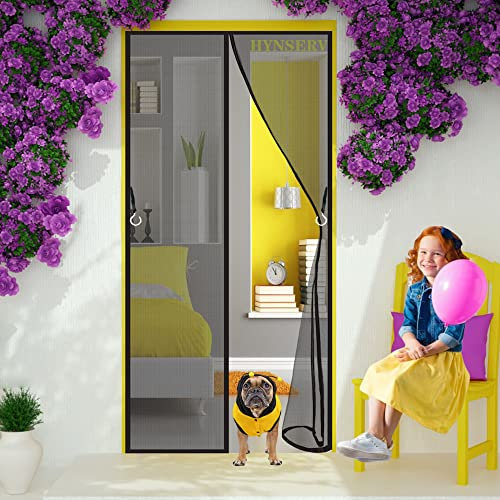 Magnet Fliegengitter Tür 95 x 195 cm Insektenschutz Balkontür-Moskitonetz Tür Automatisches Schließen Ohne Bohren für Terrassentür Balkontür - Schwarz A