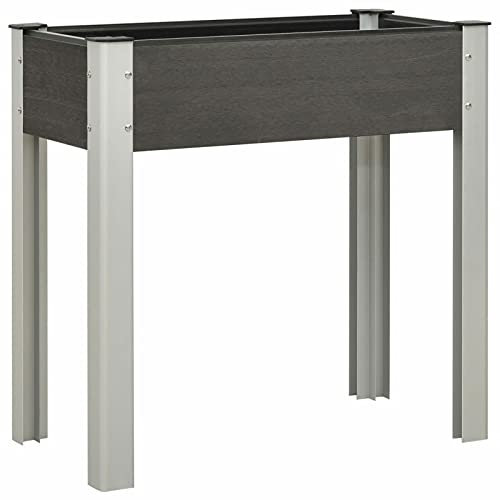 Chusui Garten-Hochbeet, Palettenrahmen, Hochteich, Gemüsebeet, Kräuterregal Balkon, Blumenbeet, Kräuterspirale, Tomatenbeet, Pflanzhochbeet, 75x40x75 cm WPC Grau