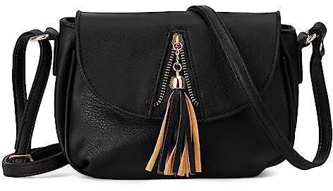 DIRRONA Damen Umhängetasche Mittel Mode Crossbody Bag Frauen Schultertasche Täglich Casual Wasserdicht Pu Leder Tasche Reisen Dating Arbeiten Party Frauentasche Umhängetaschen Schwarz