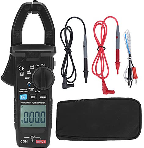Pince Ampèremétrique Numérique, AC DC MESTEK 0-600A Multimètre Clamp Automatique T-RMS Voltmètre Tester Mesure Courant/Tension/Température/Diode/Continuité/Résistance/Fréquence/Capacité