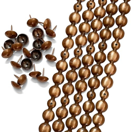 Let's Decorate 5 Meter Polsternägelstreifen, Kupfer, dekorative Nagelstreifen, Sofaborten, Bänder, Innenbereich, Garten, Stuhl, Reißzwecken, passende Reißzwecken (16 mm Kupfer)