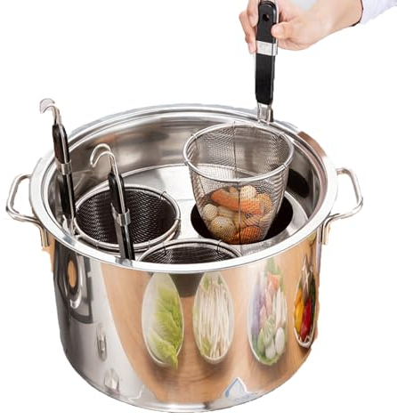 ZIXIAOS Utensile da Cucina Commerciale per cuocipasta a 3 Fori, cuocipasta, pentola per Pasta in Acciaio Inossidabile e cestello con Inserto per Cucina Domestica,2