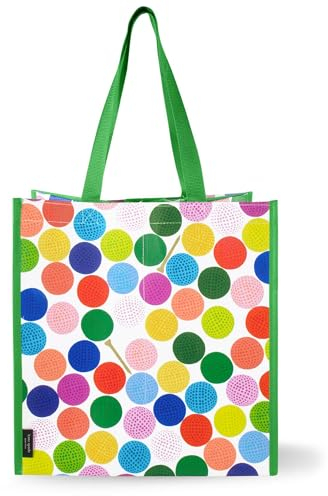 Kate Spade New York Reusable Shopping Bag, Grocery Tote with Shoulder Straps, Large Collapsible Tote, Mini Golf, L, Market Tote