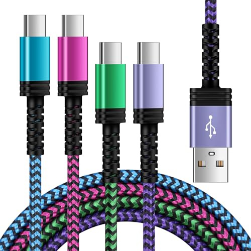 Ouorkee USB C Samsung Charger Cable, 4Pack [3ft+3ft+6f+6ft] A to Cable Nylon Type Fast Charging Lead for Galaxy S24 S23 S22 S21 S20,Google Pixel 7 Pro 6 Pro,iPhone 15 pro,iPad,Switch PS5