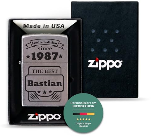 Original Zippo Benzinfeuerzeug für Ihn - Personalisiertes Feuerzeug für Männer inkl. Geschenk-Box - Limited Edition Motiv, Used Look | Herren Geschenke mit Gravur zu Weihnachten, Geburtstag & Vatertag