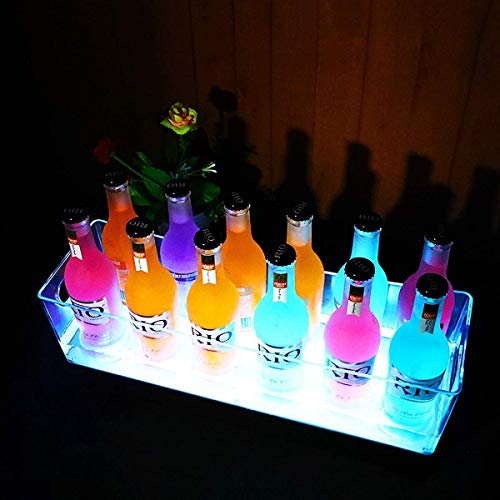 Seau à Glace Champagne Vin Baril de Bière Glacée Seau à Glace LED Seau Refroidisseur LED, Refroidisseur de Vin Rechargeable Rectangulaire/Lumière Blanche/12 Bouteilles (Lumières Colorées 12 Bouteilles