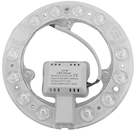 Voltix Corina Circolina Modulo LED di Ricambio Circolare 12W, 220V, Luce Fredda 6500K Ultra Slim per Plafoniere a Calamita (12, Watt)
