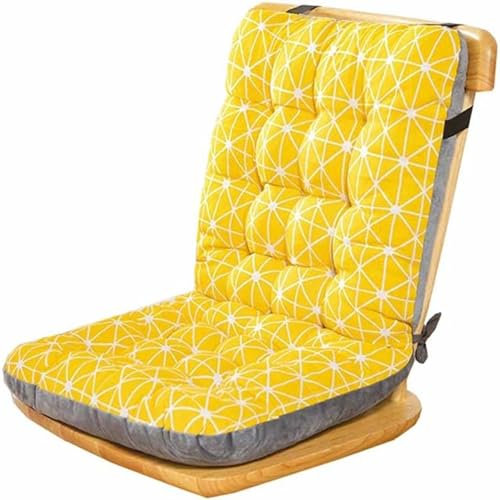 Outdoor-Stuhlkissen-Set, hohe Rückenlehne, Chaiselongue-Kissen mit rutschfester Unterseite, für Schaukelstuhl und Sonnenliege, Gelb, 33 x 42 x 45 cm