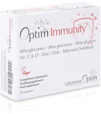 OPTIM Immunity Immun-Komplex Nahrungsergänzungsmittel, 30 Kapseln | Natürliche Abwehrkräfte, Immunsystem stärken, Vitamin C & D3, Zink, Selen & Beta-Glucane, Vegan