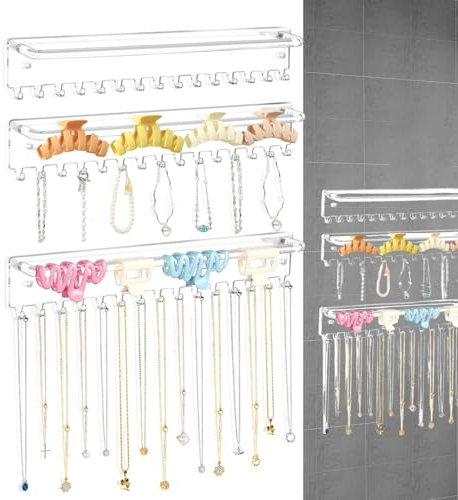 zwxqe Hängender Schmuck-Organizer, Wand-Halskettenhalter, Wandmontage, Schmuckhalter, Armband-Präsentationsregal, dekorativer Halskettenhalter, Wandschmuck-Aufbewahrungsregal, Wandmontage,