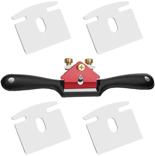 Wjelet 9 Inch Spokeshave Woodworking Hand Tool, Adjustable Spokeshave with 4 Replacement Blades for Precision Wood Crafting, Essential Wood Working Hand Tools for DIY Enthusiasts