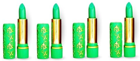 Lot de 4 Rouges à Lèvres Magiques Fabriqués au Maroc - Teintes Vertes, Hydratants, Longue Durée, Changement de Température et pH, Maquillage Nourrissant, Lèvres Pulpeuses et Brillantes