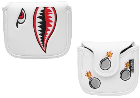 SHABIER Vit golfputterskydd med tigerhaj design golf stor klubba huvudbonad