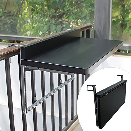 JXIPANUL Balkon-Hängetisch, klappbarer Balkon-Stehtisch für Geländer, Balkongeländer-Beistelltisch, klappbarer Hängetisch, Beistelltisch im Freien, Schreibtischhöhe in 5 Gängen verstellbar,
