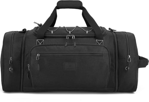 Laripwit Expanderbar Resväska för Män 45-50L Medium Resväska Unisex Gymsportväska med Axelrem | Flera Fickor för Weekendbagage, Svart