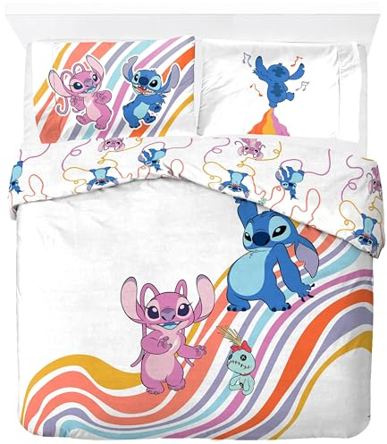 Jay Franco Disney Lilo & Stitch 100% Cotone Set Copripiumino Matrimoniale - Include Federa 50 x 70 cm