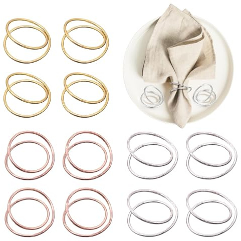 12 anelli per tovaglioli, fibbie per tovaglioli, rotondi, fibbie per tovaglioli, doppio cerchio a spirale, anello per matrimoni, cene, ricevimenti, banchetti
