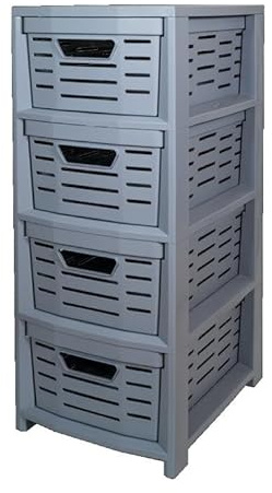 BELLI E FORTI Cassettiera Multiuso in Plastica Uniko 4 Cassetti Grigio 36,5 × 28,5 × 67,5 cm