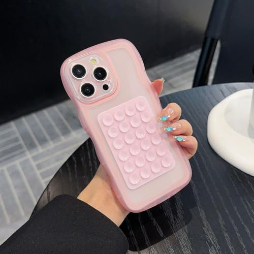 Yhsvie compatibile con iPhone 15 custodia con cornice a onde, custodia per cellulare con design a ventosa, protezione morbida in silicone, antiurto, antigraffio, bumper, cover sottile, iPhone 15
